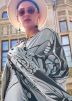 Grey Satin Abstract Printed Saree & Blouse