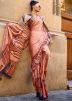 Peach Casual Saree In Abstract Printed Work