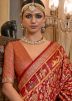 Red Floral Print Patola Silk Saree