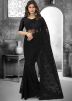 Black Resham Embroidered Net Saree