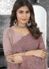 Purple Embroidered Saree In Net