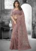 Purple Embroidered Saree In Net
