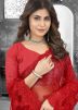 Red Resham Embroidered Net Saree & Blouse