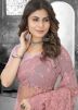 Pink Embroidered Net Saree With Blouse