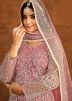 Pink Net Anarkali Suit In Cord Embroidery