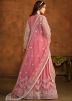 Pink Net Anarkali Suit In Cord Embroidery