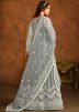 Grey Cord  Embroidered Net Anarkali Suit