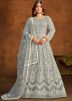 Grey Cord  Embroidered Net Anarkali Suit