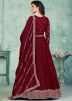 Maroon Embroidered Anarkali Style Suit