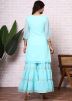 Readymade Blue Hand Block Print Sharara Suit
