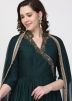 Readymade Green Angrakha Style Embroidered Suit