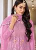 Pink Embroidered Anarkali Suit In Net