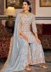 Grey Georgette Gharara Suit In Sequins Embellishment