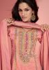 Peach Embroidered Organza Sharara Suit Set