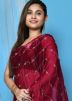 Red Embroidered Chiffon Saree