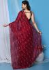 Red Embroidered Chiffon Saree