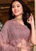 Pink Net Saree In Resham Embroidery