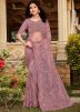Pink Net Saree In Resham Embroidery