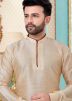 Cream Readymade Dupion Silk Kurta With Dhoti