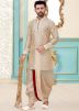 Cream Readymade Dupion Silk Kurta With Dhoti for Men Online Panash India USA