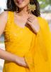 Yellow Embroidered Ruffle Saree In Georgette