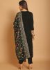 Black Embroidered Pant Suit Set In Velvet