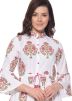 Floral Block Printed White Bell Sleeved Kurta