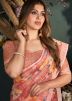 Peach Art Silk Saree In Digital Print