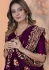 Purple Embroidered Saree In Georgette