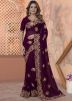 Purple Embroidered Saree In Georgette