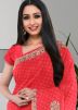 Red Stone work Saree In Georgette 
