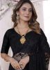 Black Resham Embroidered Net Saree