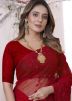 Red Net Saree In Resham Embroidery
