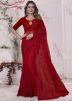 Red Net Saree In Resham Embroidery