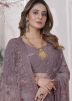 Mauve Purple Net Embroidered Saree