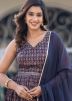 Readymade Navy Blue Printed Anarkali Suit Set
