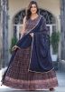 Readymade Navy Blue Printed Anarkali Suit Set