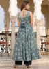 Grey Readymade Cotton Anarkali Suit In Digital Print