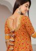 Orange Digital Printed Readymade Cotton Anarkali Suit