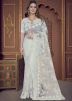 White Beads Work Saree in Net