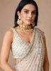 White Embroidered Saree In Net