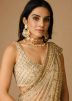 Beige Sequins Embellished Net Saree