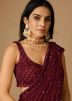 Magenta Sequins Embellished Saree