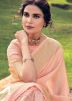 Peach Tissue Silk Saree In Zari Woven