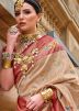 Beige Art Silk Saree In Printed Work