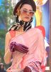 Peach Abstract Printed Saree In Crape With Blouse