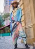Blue Crape Saree In Abstract Print