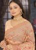 Orange Net Saree In Dori Embroidery