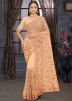 Orange Net Saree In Dori Embroidery