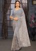 Grey Heavy Pallu Net Saree